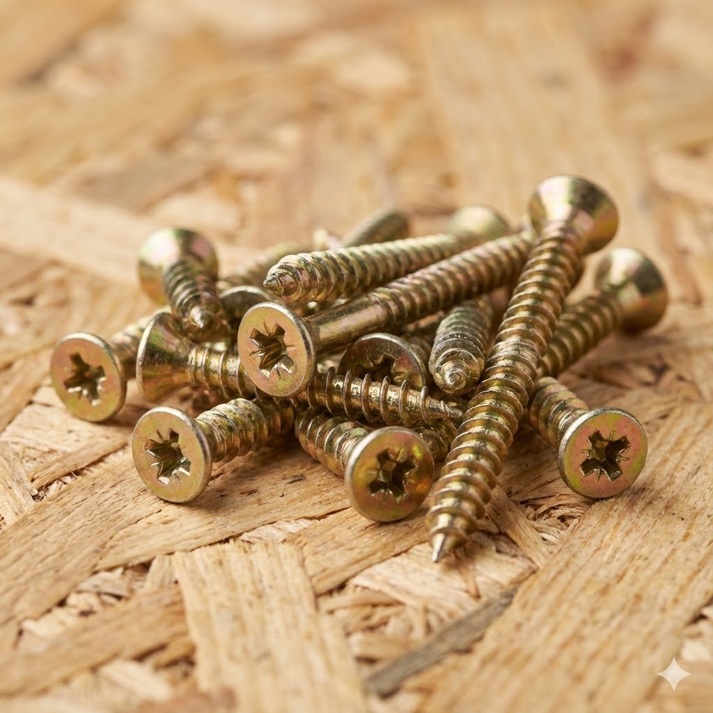 Chipboard Screw (Particle Board Screw / DIN 7505) - Yellow Zinc Plated Pozi/Torx Drive
